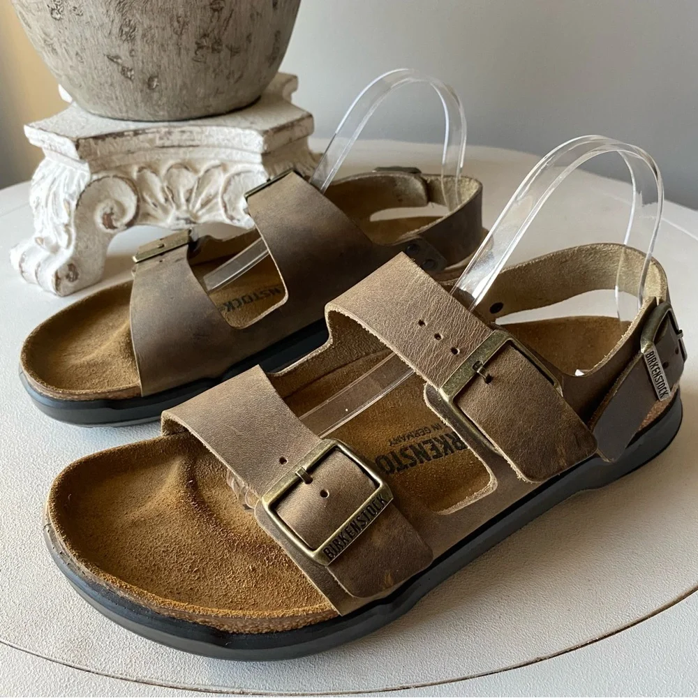 Birkenstock Oiled Leather Sandals Milano‎ Crosstown Shoes Mens 8 Womens 10